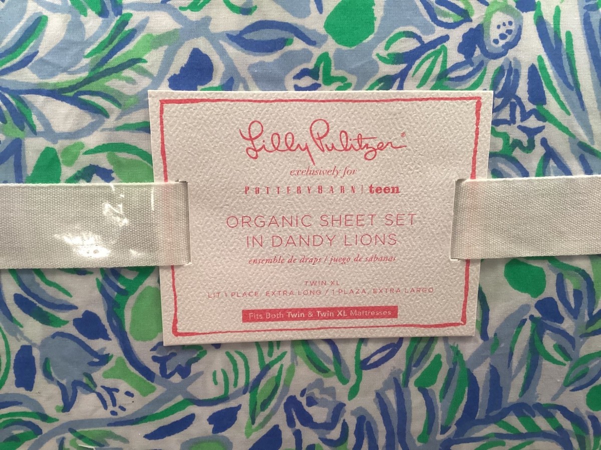 NIP New Lilly Pulitzer / Pottery Barn Dandy Lion ORGANIC TWIN