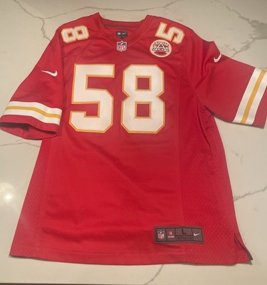 Nike Large Kansas City KC Chiefs Derrick Thomas 58 Red On Field Jersey Derek