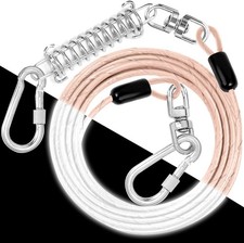 Dog Tie Out Cable: Reflective 50 Ft Heavy Duty Dogs Chain for outside with Shock