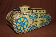 BEAUTIFULL ORIGINAL TIN 1930 s Marx Windup Tank With Pop Up Doughboy W/ Key 10