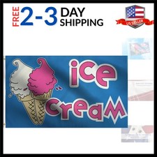 DMSE Ice Cream Food Snack Concession Sign Flag 3X5 Ft Foot 100% Polyester 100...