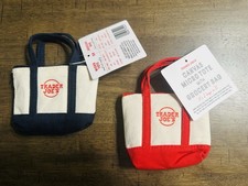   NEW Trader Joe's Micro Tote with Grocery Bag 1 Navy  1 Red   