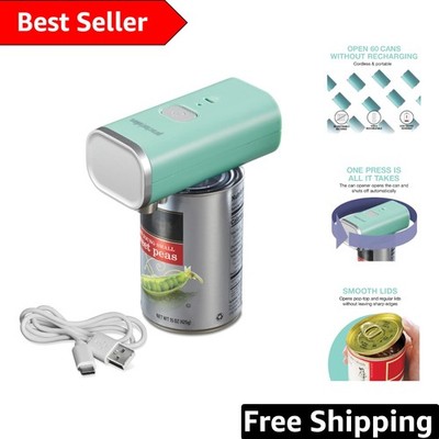 Portable Mint Electric Can Opener - Opens 60 Cans on One Charge, Smooth Edge