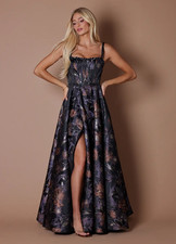 Azazie Atelier Kourtney Black Violet Maxi Dress 