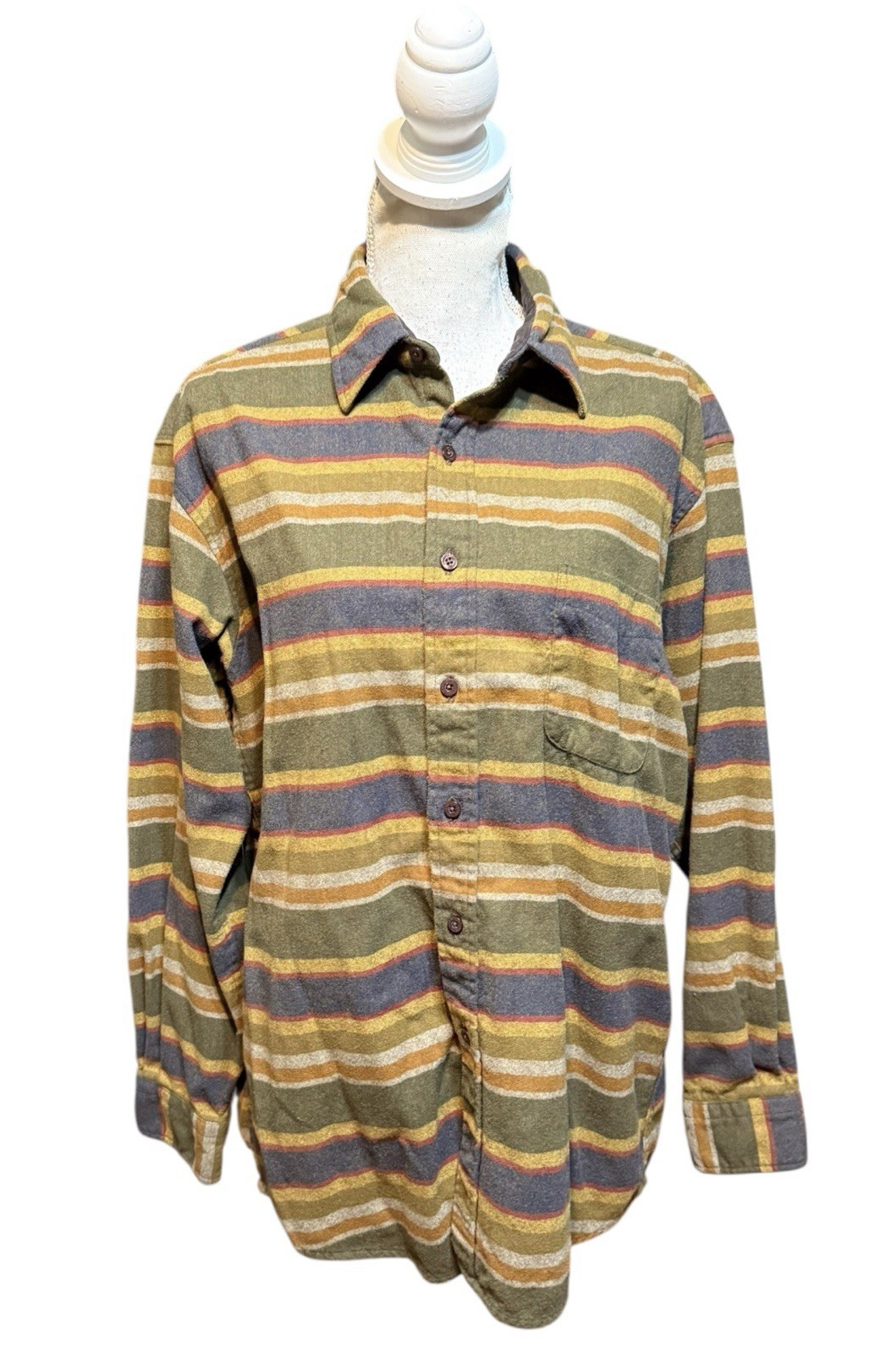 Pendleton Brown Striped Lodge Button Down Shirt V… - image 1