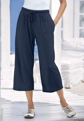 #ad Woman Within Plus Size Sport Knit Pull On Capri Pants $19.95
