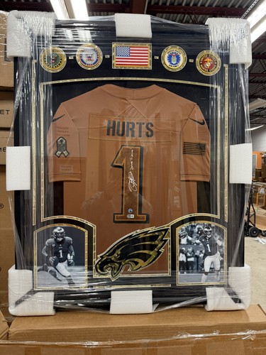 Jalen Hurts Autographed Signed Philadelphia Eagles Framed Authentic Salute To Service Jersey 