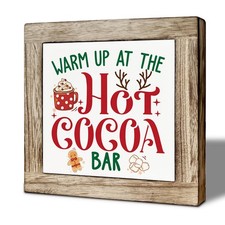 Christmas Hot Chocolate Bar Sign, Winter Home Tiered Tray Decor, Warm Up at t...
