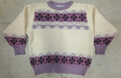 Vtg EIDER KNIT Sweater Wool Womens Sz L Scotland Made Knitted In Iceland (FLAWS)