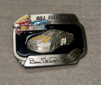 Vtg 1996 Bill Elliott NASCAR Belt Buckle American Legends Foundry Made In USA