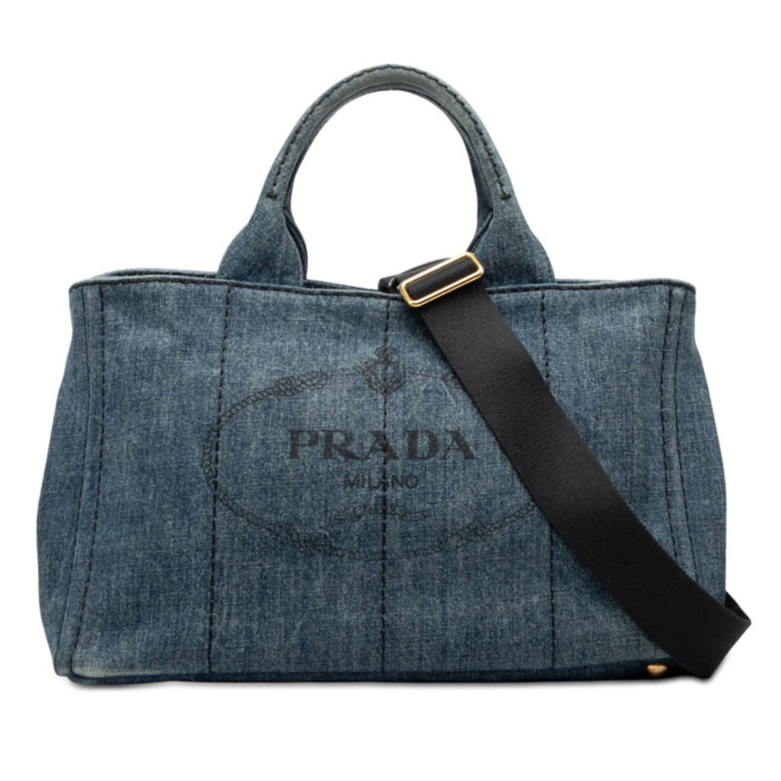 Prada Canapa Tote Bag/Shoulder Bag, 2-Way, 1BG642, Indigo Blue Den... GZl1fdj5