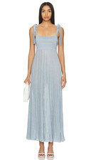 New Women's Zimmermann Gorgeous Metallic Waverly Knit Shoulder Strap Maxi Blue 2