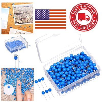 Blue Map Push Pins 1/8 Inch 500 Pack Stainless Steel for Bulletin Board Crafts