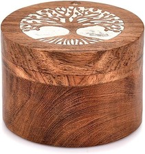 Wooden Tree of Life Keepsake Box for Human Pet Ashes - Cat Dog Urn 3.5" X 3
