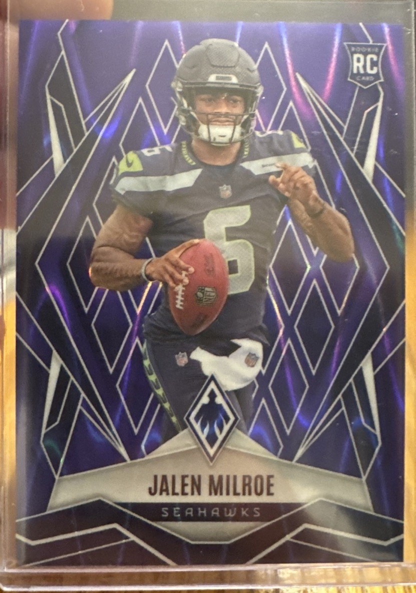 Jalen Milroe 2025 Panini Phoenix SP RC Purple Seismic /49 #151 Seahawks