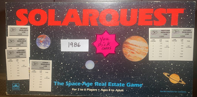 SOLARQUEST GAME    You Pick    RESEARCH LAB CARDS   Game Replacement Cards  1986