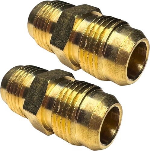 2pcs Brass Flare Union Fitting 3/8" Flare x 3/8" NPT Male Gas Adapter Connector