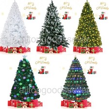 4/5/6/7FT Artificial Christmas Tree with LED Lights Stand Holiday Decor Pre Lit