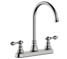 DERENGGE KFW8606 TWO HANDLE 8" KITCHEN FAUCET, STAINLESS STEEL DISTRESSED BOX