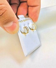 10K Aretes de Argolla CZ En Oro Solido Real, Perfecto Regalos Para Mujer, Huggie