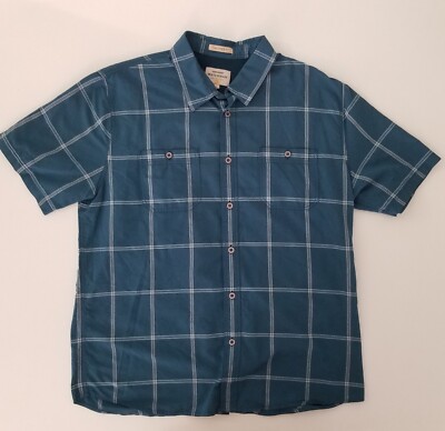 Quiksilver Waterman Shirt Mens Large L  Vented Back Fishing Boating Blue Plaid