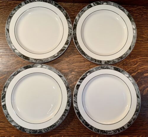 Rare lot de 4 assiettes à pain Villeroy & Boch BEAULIEU marbre noir et blanc 6,6 pouces - Photo 1/13