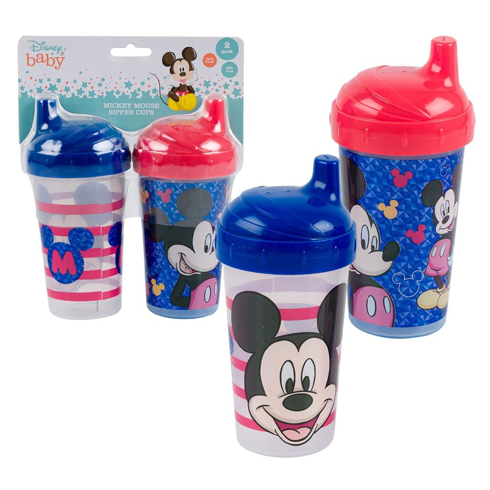 2 PACK Disney Baby Mickey Mouse Toddler Spill Proof Sippy Cups