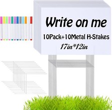 10 PACK 17x 12 Inches Blank Yard Signs - Waterproof Corrugated Plastic White