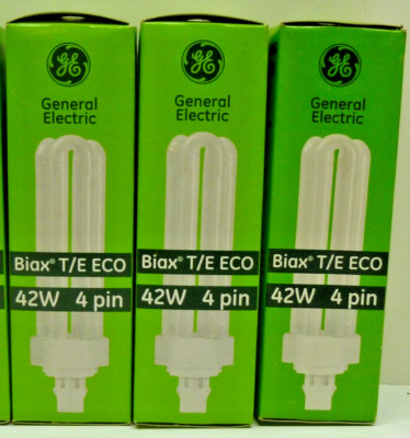3 NEW GE Biax T/E ECO 42W 4 Pin Compact Fluorescent F32TBX/835/A/ECO Bulbs