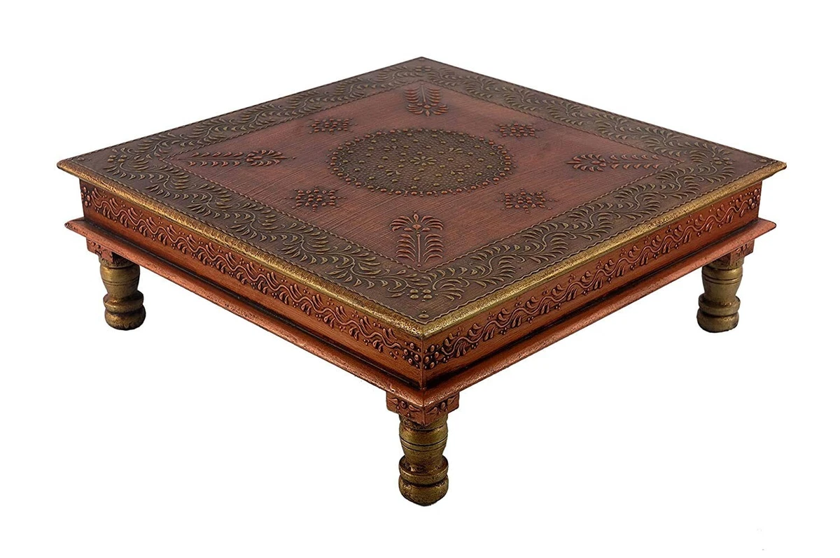 WOODEN BAJOT CHOWKI STOOL FOR MULTIPURPOSE USE HOME DECOR