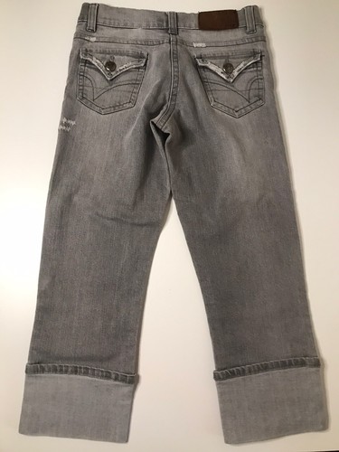 Foxy Capri 3/4 Jeans Womens W28 L23 Grey Wash Distressed Low Rise Y2K - Picture 7 of 21