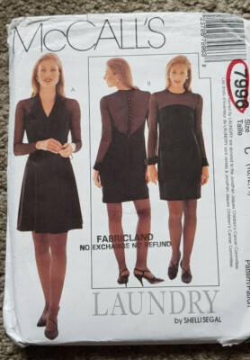 Misses McCalls Muster 7996 Gr. C (10-12-14) gefüttertes Kleid in 2 Styles