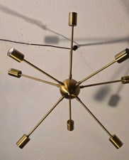 Mid Century Modern Brass Sputnik 8 pendant light Chandelier w 204in Cord