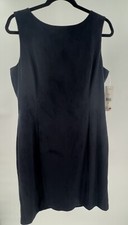 LRL Ralph Lauren Navy Blue Faux-Suede Sheath Work Social Dress SZ 18 $159