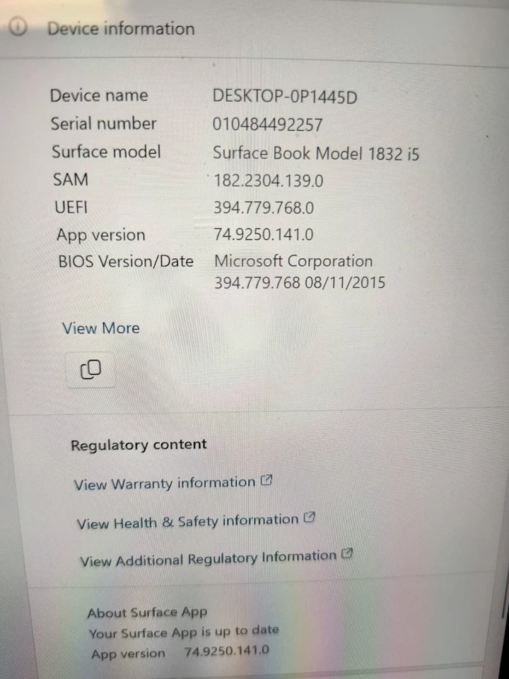 Microsoft Surface Book 2 1832 Touch i5 1.70GHz 8 GB RAM  256 GB SSD +DOCK Laptop - Image 4 of 4