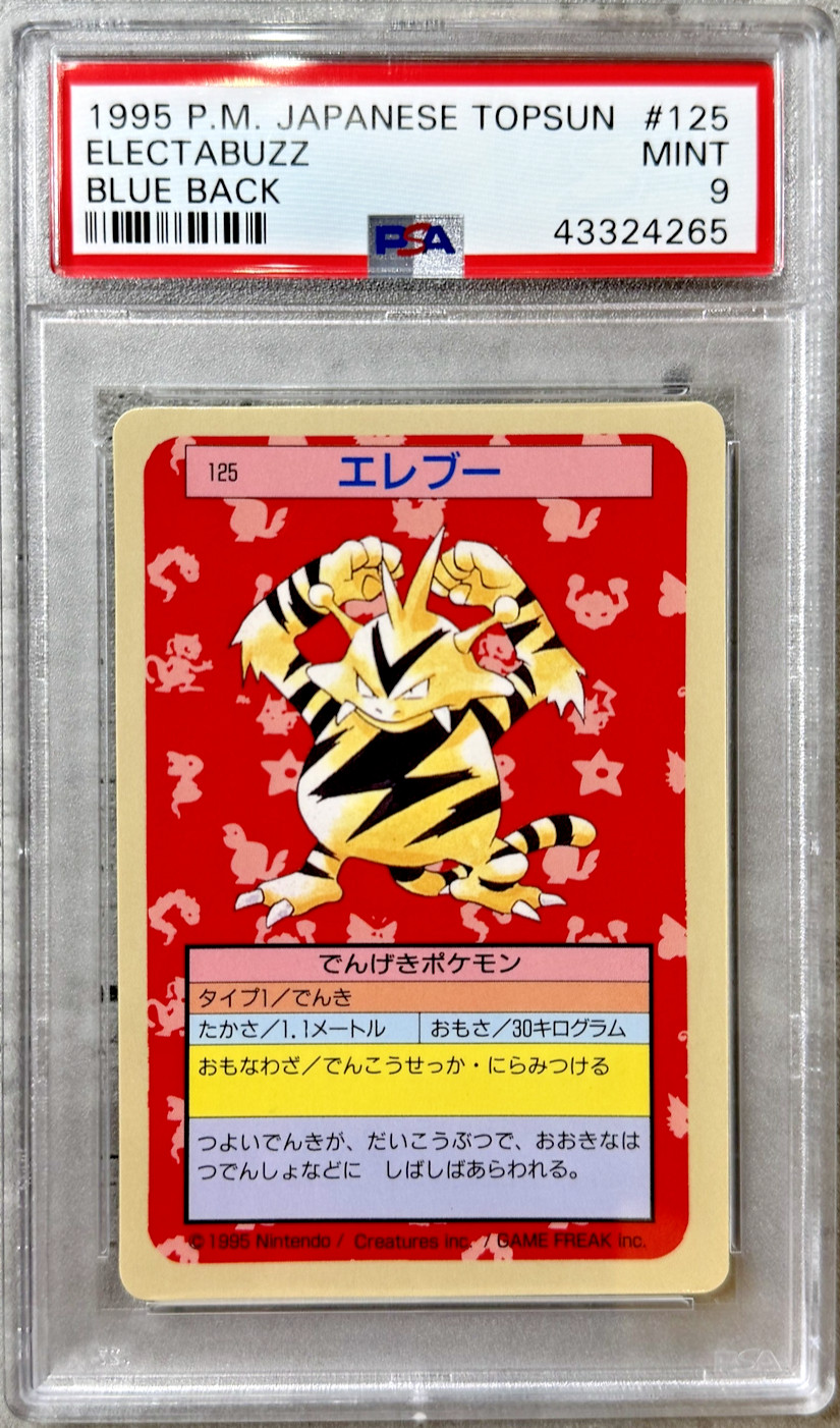 Pokémon Card Japanese Electabuzz PSA 9 Mint, Topsun Blue Back #125, 1995 (1)