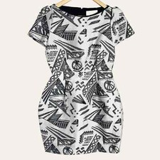 Vintage Genny Geometric Jacquard Print Sheath Mini Dress Size 6