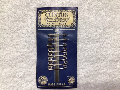 Clinton Brass Rustproof Guarded Coils Size One 8 pins on card