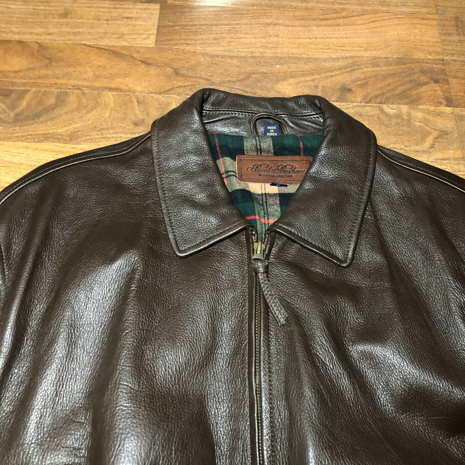 Vintage Brooks Brothers Men's Brown Leather Bomber Flyers Aviator
