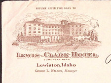 1945 Lewis Clark Hotel Lewiston ID   #10 Advertising Cover