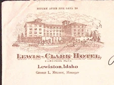 1945 Lewis Clark Hotel Lewiston ID   #10 Advertising Cover