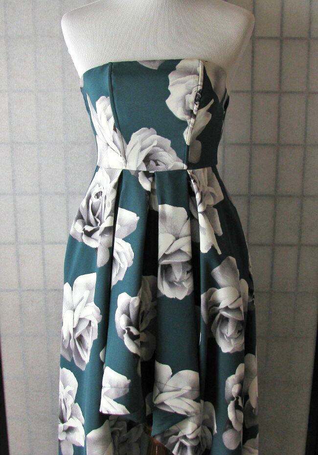 Speechless High Low Dress Green White Rose jrs womens 1 Formal Homecoming  Dance