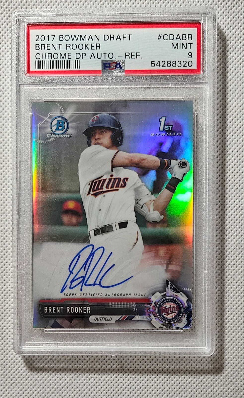 Brent Rooker 2017 Bowman Chrome Draft Auto Refractor 9.0 Mint 72/499