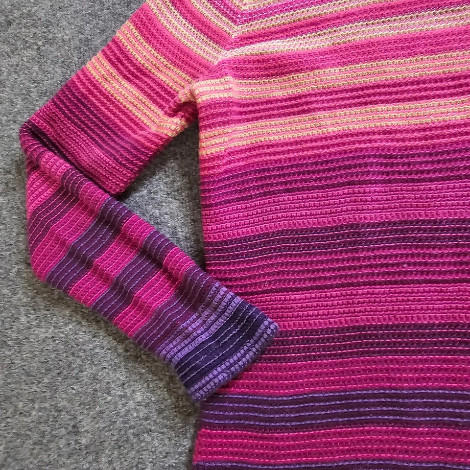 Top Suéter Foxcroft Mujer XL Rosa Púrpura Rayas Manga Larga Cuello Redondo Informal Foto 4 de 4