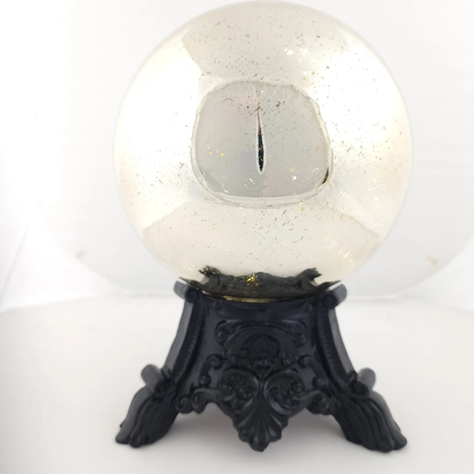 Bola de cristal iluminada Martha Stewart 11" con soporte de resina plateada negra decoración del hogar Foto 4 de 4