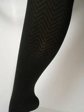 3 CURVATION TIGHTS – 3 BLACK CHEVRON PATTERN – TUMMY SMOOTHER PLUS SIZE 1