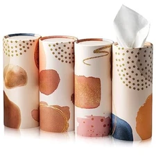 Car Tissue Holder with Facial Tissues Bulk - 4 PK Car Tissues Cylinder 