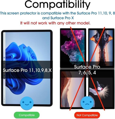 (2 Pack) amFilm Microsoft Surface Pro 11/10/9/8 Surface Pro X Tempered Glass - Afbeelding 2 van 7