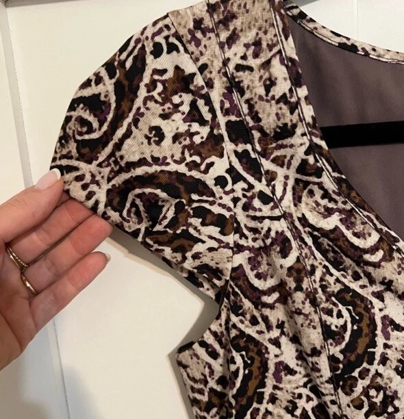 Vestido de cóctel MARK NEW YORK ANDREW MARC marrón manga gorra mezcla de algodón talla 8 Foto 4 de 4