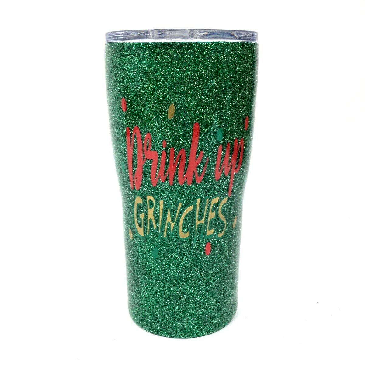Custom 20 Oz Grinch Tumbler Drink Up Grinches Green Glitter Christmas Cup